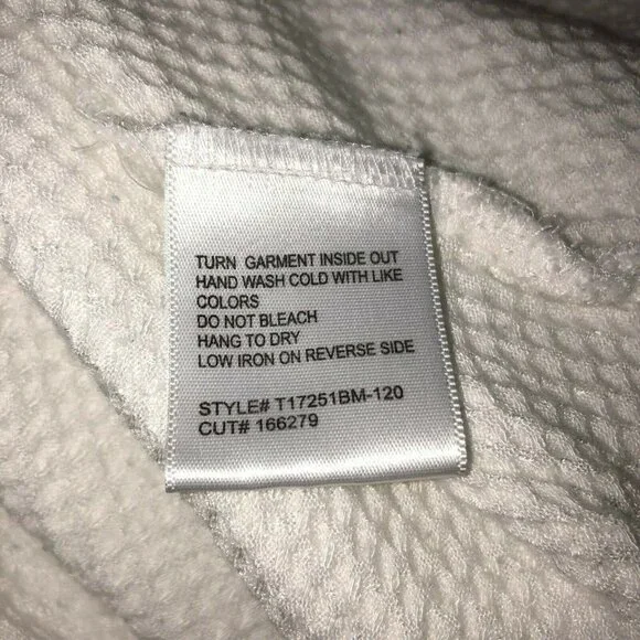 Tru Luxe Women's Large Button Up Shirt Collared Long Sleeve White Waffle Weave - Picture 8 of 12